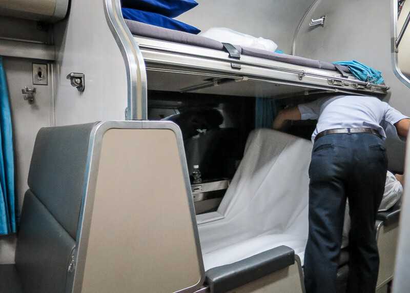 the Surat Thani to Bangkok train ride - convert to bed