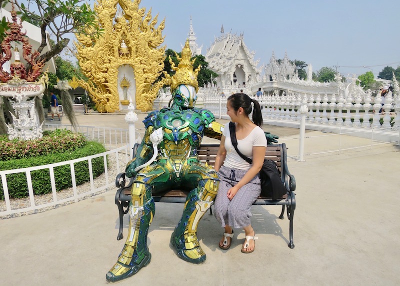 Wat Rong Khun White Temple In Chiang Rai – Asian girl with robot