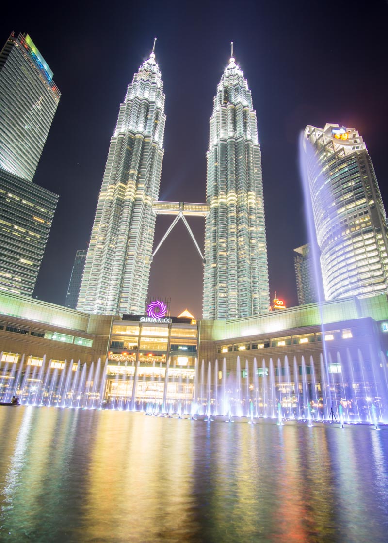 living as a nomad - kuala lumpur petronas towers at night