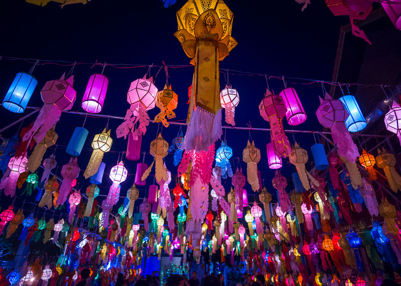 Loy Krathong Chiang Mai lantern festival - lanterns on display