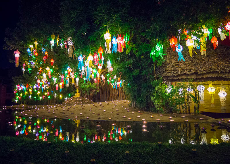 Loy Krathong Chiang Mai lantern festival - beautiful reflections