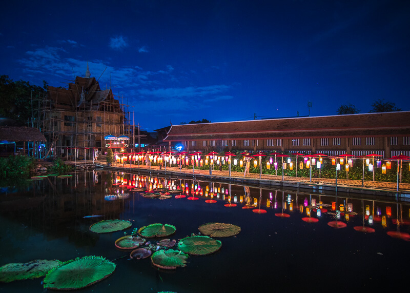 semi-nomadic life in chiang mai - temple at night thailand new year's eve