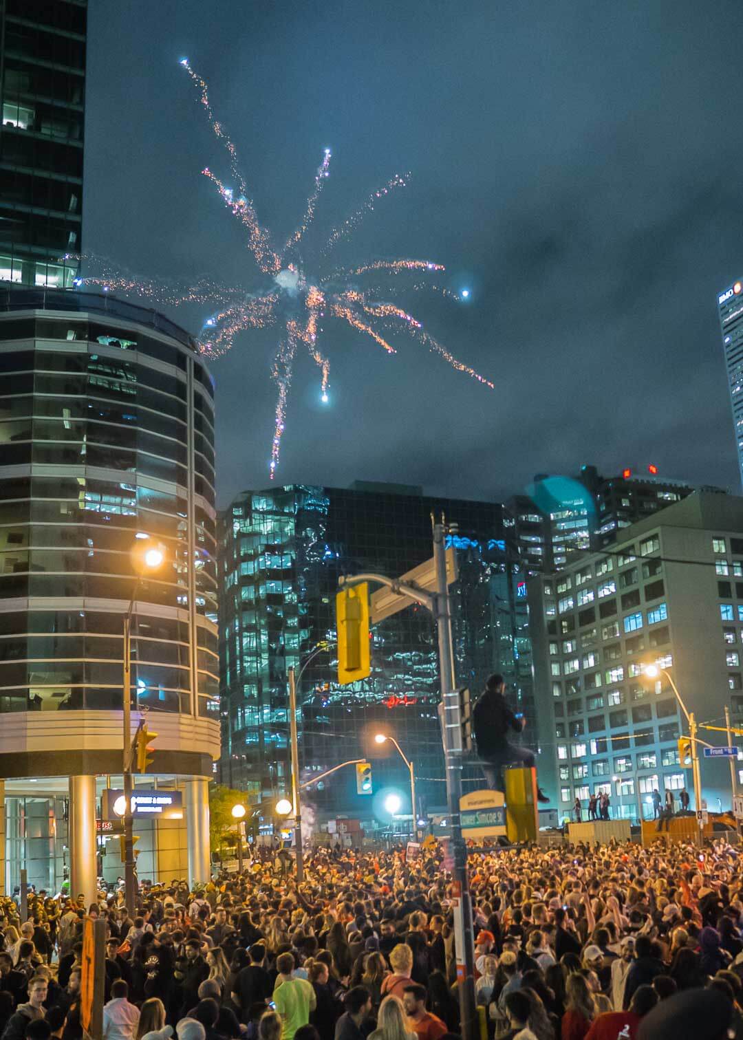 Raptors championship celebration parade - fireworks