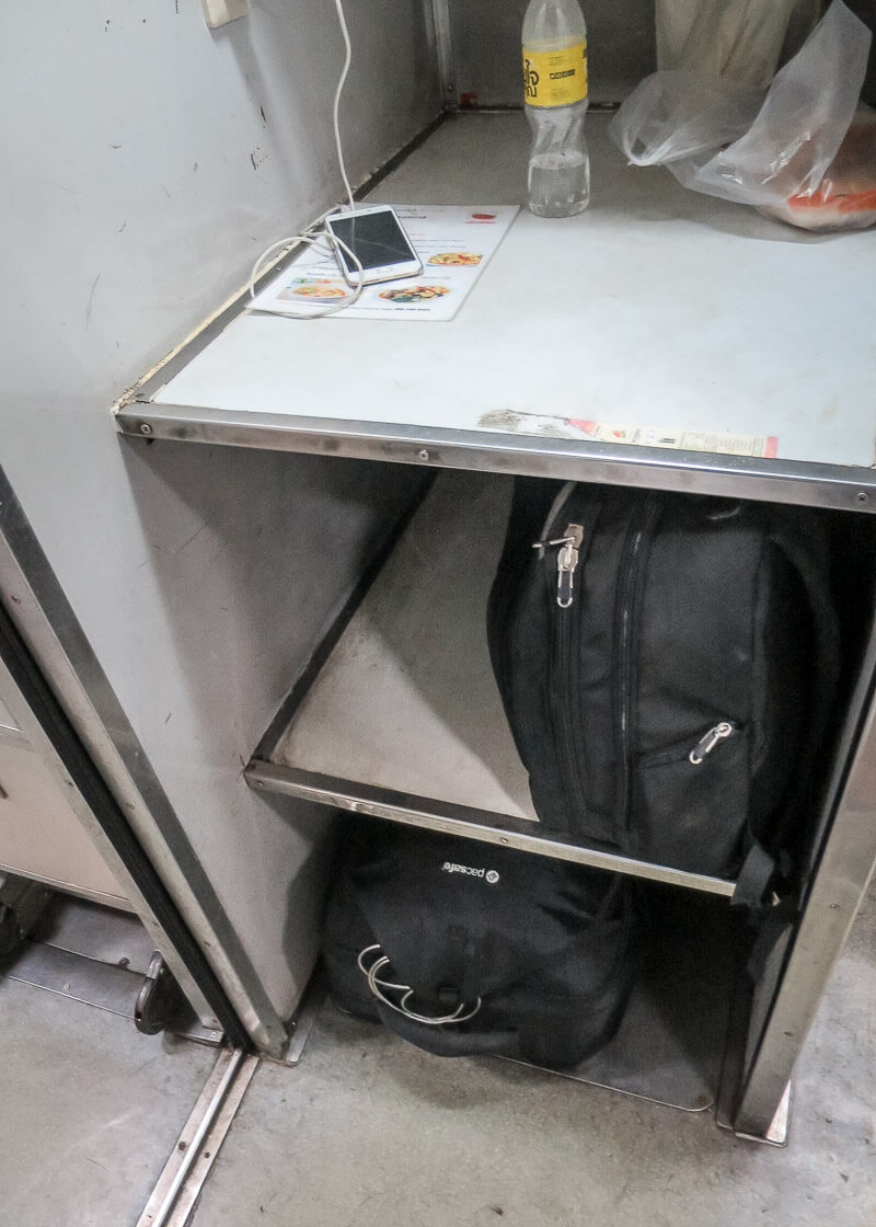 the Surat Thani to Bangkok train ride - storage