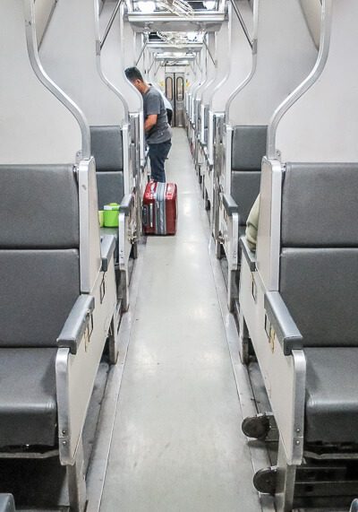 the Surat Thani to Bangkok train ride - train people getting ready