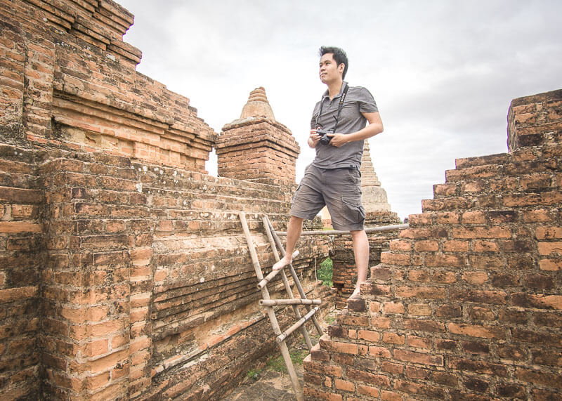 Bagan trip blog - ladder climbing at temple