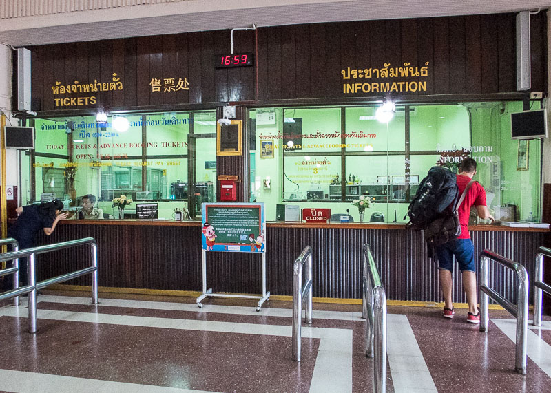 ticket booth for chiang mai to bangkok train trip